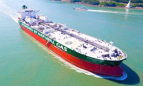Gagarin Prospect, the world's first Aframax tanker designed to run on LNG (Photo: DNV GL)