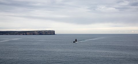 An Australian submarine enters Jervis Bay during a visit to the East Australian Exercise Area. Photo: DoD