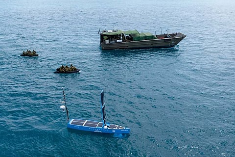 Australian Army soldiers test an unmanned surface vehicle near Winy Alkan Island in Western Australia in October 2022. (Photo: Australian Department of Defence/Sergeant Jarrod McAneney)