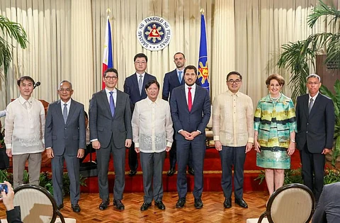 Philippine President Ferdinand Marcos Jr. with representatives and other guests following the signing of an agreement between HD Hyundai Heavy Industries and Cerberus Capital Management for the lease of shipyard facilities in Subic Bay, May 14, 2024 (Photo: Philippine Presidential Communications Office)