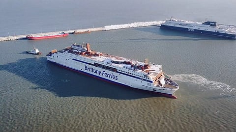 New Brittany Ferries E-Flexer Ro-Pax hits the water