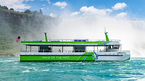 The ferries that carry tourists around Niagara Falls have integrated Veth Propulsion by Twin Disc technology to become the first zero-emission, all-electric passenger vessels in North America. (Photo: Maid of the Mist)