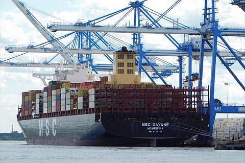 MSC Gayane docked on the Delaware River in South Philadelphia, Pennsylvania, five days after US$1 billion in cocaine was discovered on board on June 18, 2019 (Photo: MarineTraffic.com/Denny Hatch)