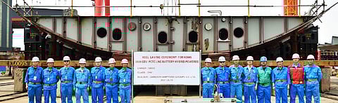 Keel laid for UECC’s newest LNG battery hybrid PCTC