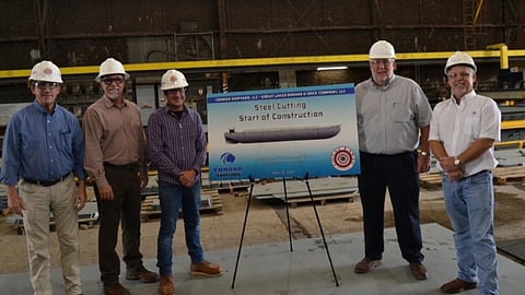 First steel cut for three new hopper barges for Great Lakes Dredge and Dock