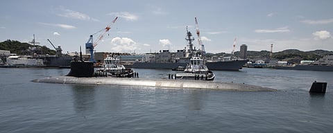 The Seawolf-class fast-attack submarine USS Connecticut arrives at Fleet Activities Yokosuka for a scheduled port visit on July 31, 2021. (Photo: US Navy/Chief Mass Communication Specialist Brett Cote)