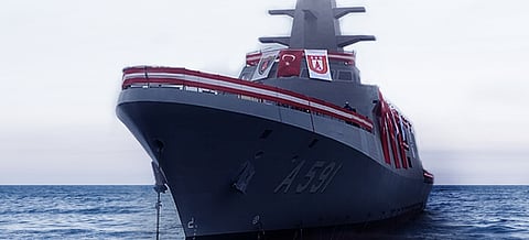 The Turkish Navy surveillance ship TCG Ufuk following its launching in 2019 (Photo: STM)