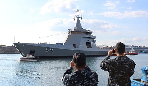 The future Argentine Navy Kership-class OPV ARA Contraalmirante Cordero is launched into the water for the first time at the Concarneau facilities of France's the Naval Group on September 21, 2021. (Photo: Naval Group)
