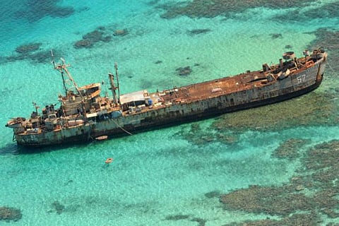 The grounded Philippine Navy landing ship BRP Sierra Madre at Second Thomas Shoal (Photo: Philippine Municipality of Kalayaan-Palawan)