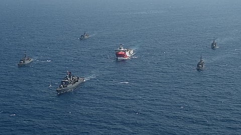 Oruç Reis and Turkish Navy escorts (Photo: Turkish Ministry of Defence)