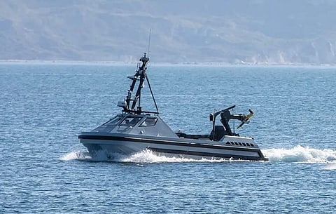 RNMB Harrier, an uncrewed mine countermeasures vessel of the UK Royal Navy (Photo: Atlas Elektronik)