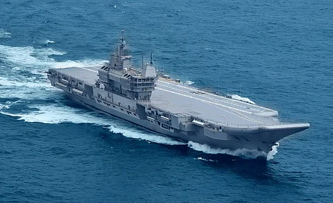 The Indian Navy aircraft carrier INS Vikrant during sea trials (Photo: Cochin Shipyard)