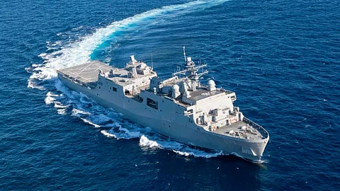 The US Navy amphibious transport dock USS Richard M. McCool Jr. during acceptance trials in the Gulf of Mexico, March 4, 2024 (Photo: Huntington Ingalls Industries)