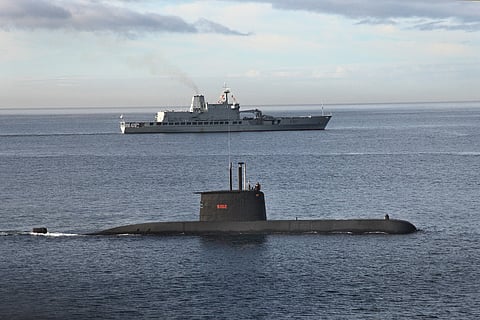 The South African Navy submarine SAS Charlotte Maxeke and support ship SAS Drakensberg (Photo: South African Navy)