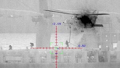 Screenshot of thermal imaging video footage of EU naval personnel coming to the aid of the cargo vessel Basilisk following a pirate attack east of Somalia, May 23, 2024 (Photo: Operation Atalanta)