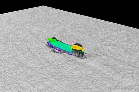 Bathymetric mapping showing port view of the wreck of Blythe Star (Photo: CSIRO)