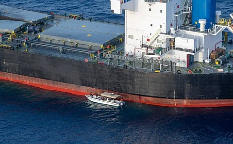 The Marshall Islands-flagged bulk carrier Laax after suffering damage caused by missiles fired from within Yemen, May 28, 2024 (Photo: French Armed Forces)