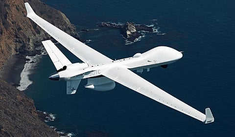 A General Atomics remotely piloted aircraft (RPA) in flight. Maritime law enforcement agencies such as the Japan Coast Guard have begun using RPAs of a similar model for maritime surveillance duties. (Photo: General Atomics)
