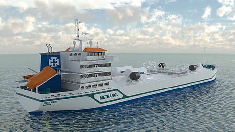 Rendering of a methanol bunkering vessel (Photo: Houlder)