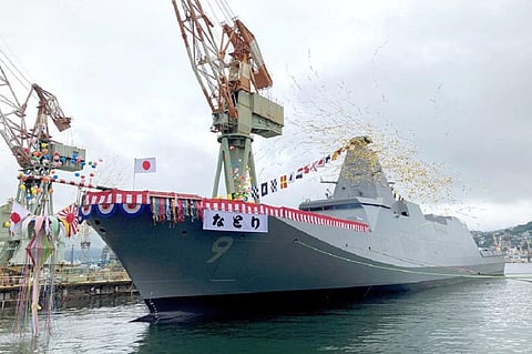 The Japanese stealth frigate JS Natori during its launching ceremony, June 24, 2024 (Photo: Mitsubishi Heavy Industries)