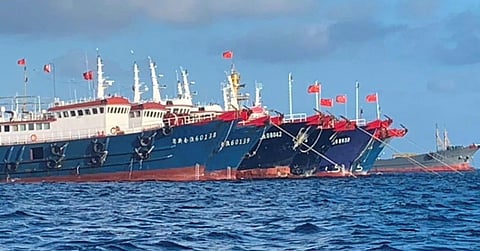 Vessels of the Chinese Maritime Militia spotted off Whitsun Reef west of Palawan province, Philippines, March 27, 2021 (Photo: National Task Force for the West Philippine Sea)