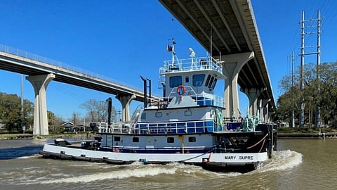 The towing vessel Mary Dupre underway before the fire (Photo: Dupre Marine Transportation via NTSB)