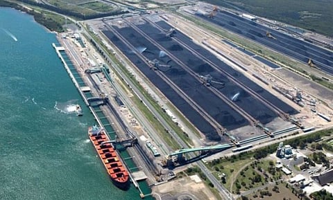 Coal export operations at the Port of Newcastle in New South Wales, Australia