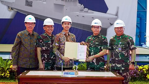 Steel-cutting ceremony marking the start of construction of a new Indonesian Navy frigate (Photo: PAL Indonesia)