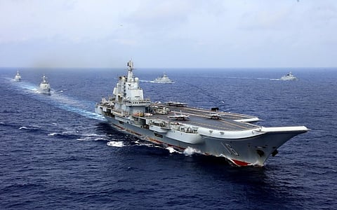 The Chinese aircraft carrier Liaoning takes part in a military drill in the western Pacific Ocean, April 18, 2018. (Photo: People's Liberation Army Navy)