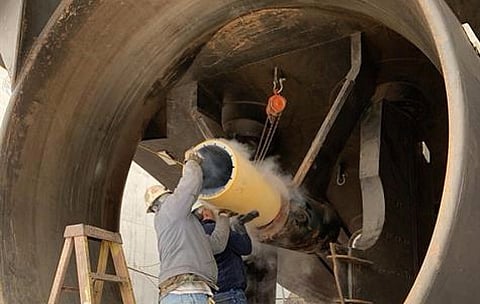 Best Bearings Supplier – Thordon/A Thordon tailshaft bearing being fitted on a Mississippi River tug (Photo: Thordon)