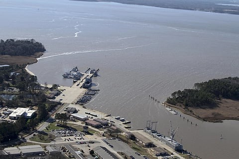 The Skiffe's Creek Federal Navigation Channel allows vessels moored at Fort Eustis’ Third Port facility safe passage to and from the James River. (Photo: US Army/Patrick Bloodgood)