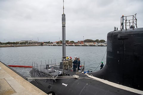 The US Navy Virginia-class fast attack submarine USS Mississippi moored at Royal Australian Navy HMAS Stirling Naval Base (Photo: US Marine Corps/Lance Corporal John Hall)