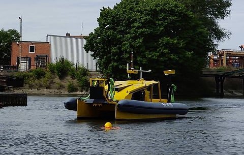 The SeaClear USV mothership during trials (Photo: SeaClear)