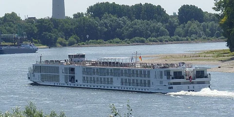 Viking Sigyn underway in the Rhine River in Leverkusen, Germany, July 14, 2022 (Photo: MarineTraffic.com/Roni Schneider)