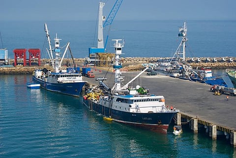Fishing vessels at an unidentified port in Ecuador