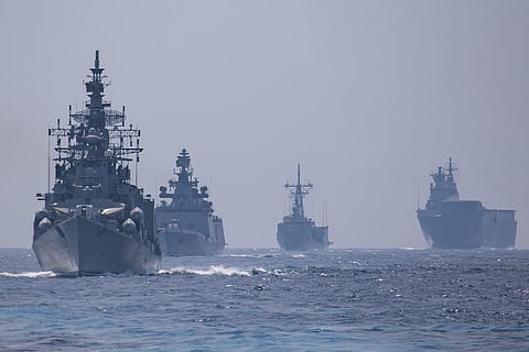 The Royal Australian Navy task group visiting India for AUSINDEX 2019 Photo: Department of Defence