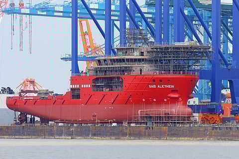 Said Aletheia during construction in 2016.  Image: Justin Zhuyan, Shipspotting.com