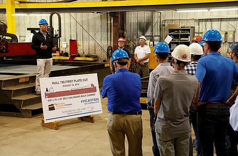First steel cut for Interlake Steamship’s newest bulker