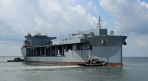USNS Lewis B Puller departs Naval Station Norfolk to begin its first operational deployment 9189082f4804c1ab16e77d2cfe8d09d4