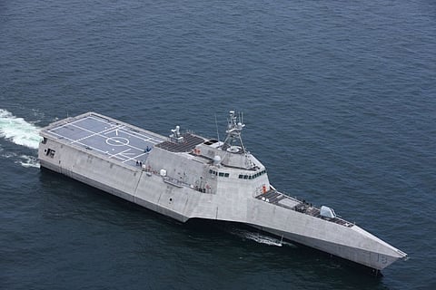 The future USS Charleston, a US Navy Independence-class littoral combat ship 9c730c88bba2903bb34838b8f78a4ee9