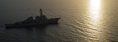 USS Benfold, one of the two destroyers which sailed through the Taiwan Strait last weekend b627f45ad56b9d5135fd4be155fb778e