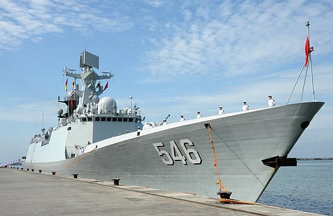 Chinese guided-missile frigate Yancheng docks at the Port of Tema of Ghana on June 4, 2018 f2e391971507dca75ef45bfd45c36064