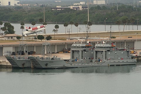 Two US Army Runnymede-class landing craft utility (LCU) vessels Image: Wikimedia Commons/Rtphokie