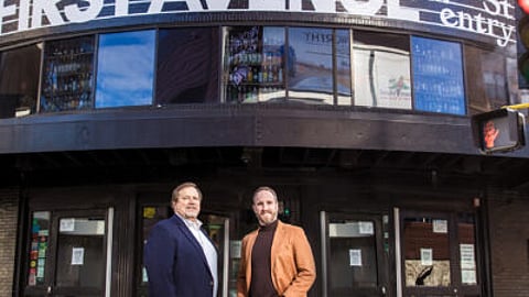 Jeff Wessels (left), president and chief operating officer of Crown Bank, Edina, Minn., and his colleagues, helped Mike Killeen when the covid pandemic threatened to interrupt business at the iconic First Avenue nightclub where Killeen is chief financial officer.