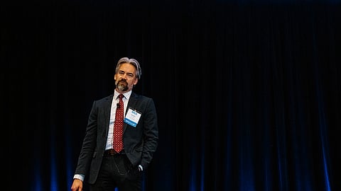 Barack Ferrazzano Partner Joseph Ceithaml discussesthe current M&A market for community banks Oct. 7 during the Bank Holding Company Association fall seminar in Edina, Minn. 