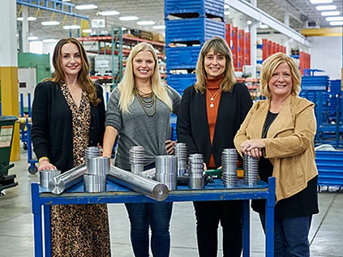 The leadership team at Village Bank, Blaine, Minn., includes, from left: Aleesha Webb, Megan Effertz, Michelle Anderson and Beth Ecklund.