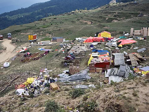 Waste left behind by the conduct of the Gupta-family wedding at Auli in 2019
