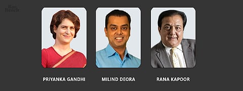 Priyanka Gandhi, Milind Deora and Rana Kapoor