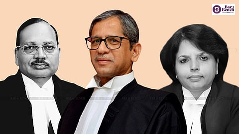 Justice Surya Kant, CJI Ramana, Justice Hima Kohli