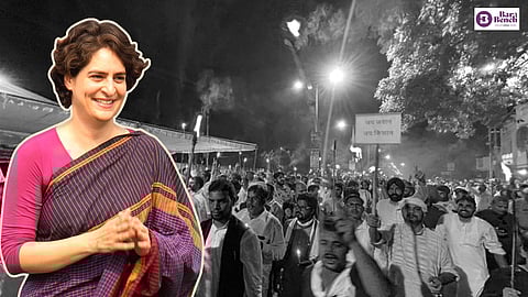 Priyanka Gandhi, protest